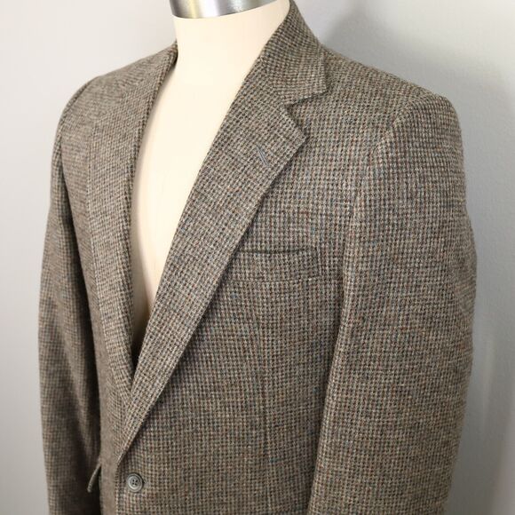 Imperial by Haggar Sport Coat Mens 42L Gray Check Wool Tweed Jacket Blazer Vtg - Picture 9 of 15